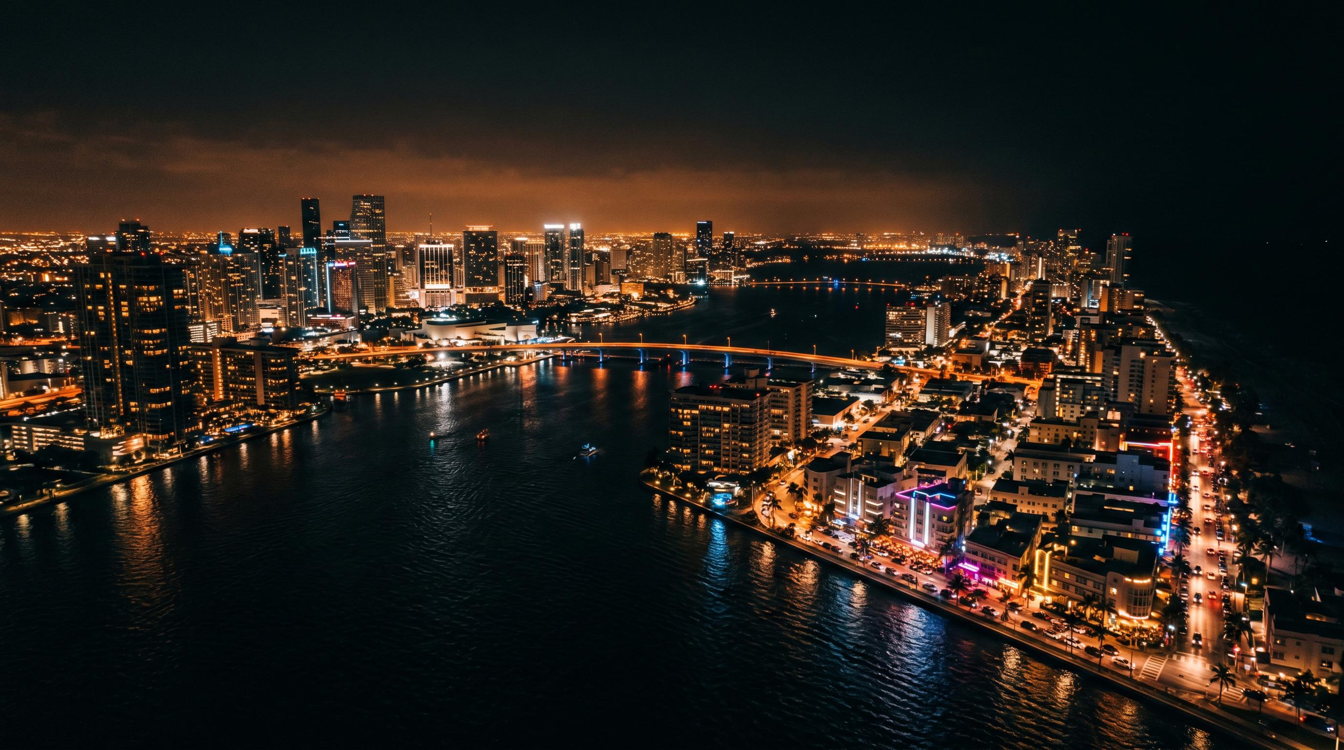 Miami skyline at night