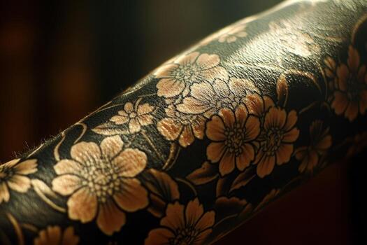 Floral tattoo sleeve art